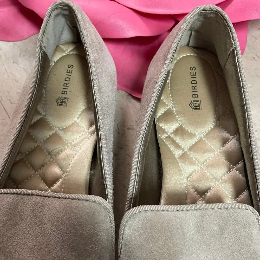 BIRDIES The Starling Loafer Taupe Tan Suede Flat Slip On‎ Shoes